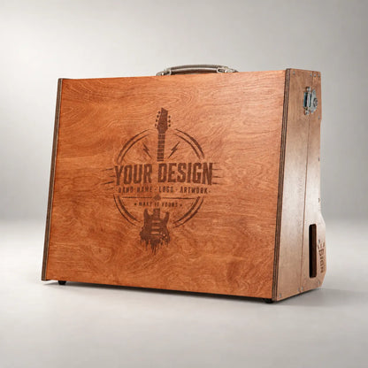 Noble D460/600 duo-colour pedalboard closed with its engraved lid and carry handle, ready for transport