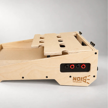Four TRS jacks integrated in the wooden side panel of a Tour D460/450 Natural Birch pedalboard