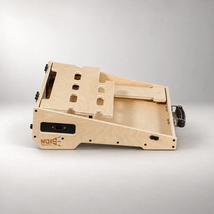 Integrated 230V power inlet in the wooden side panel of a Tour D460/450 Natural Birch pedalboard