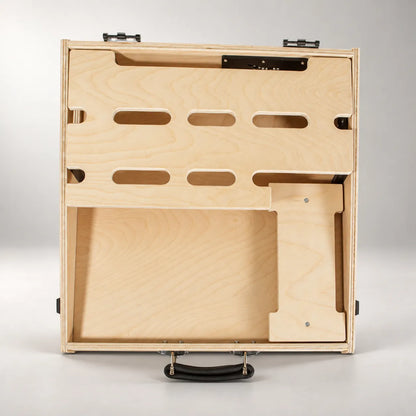 Empty Tour D460/450 Natural Birch pedalboard seen from above, showing both decks and the cable slots